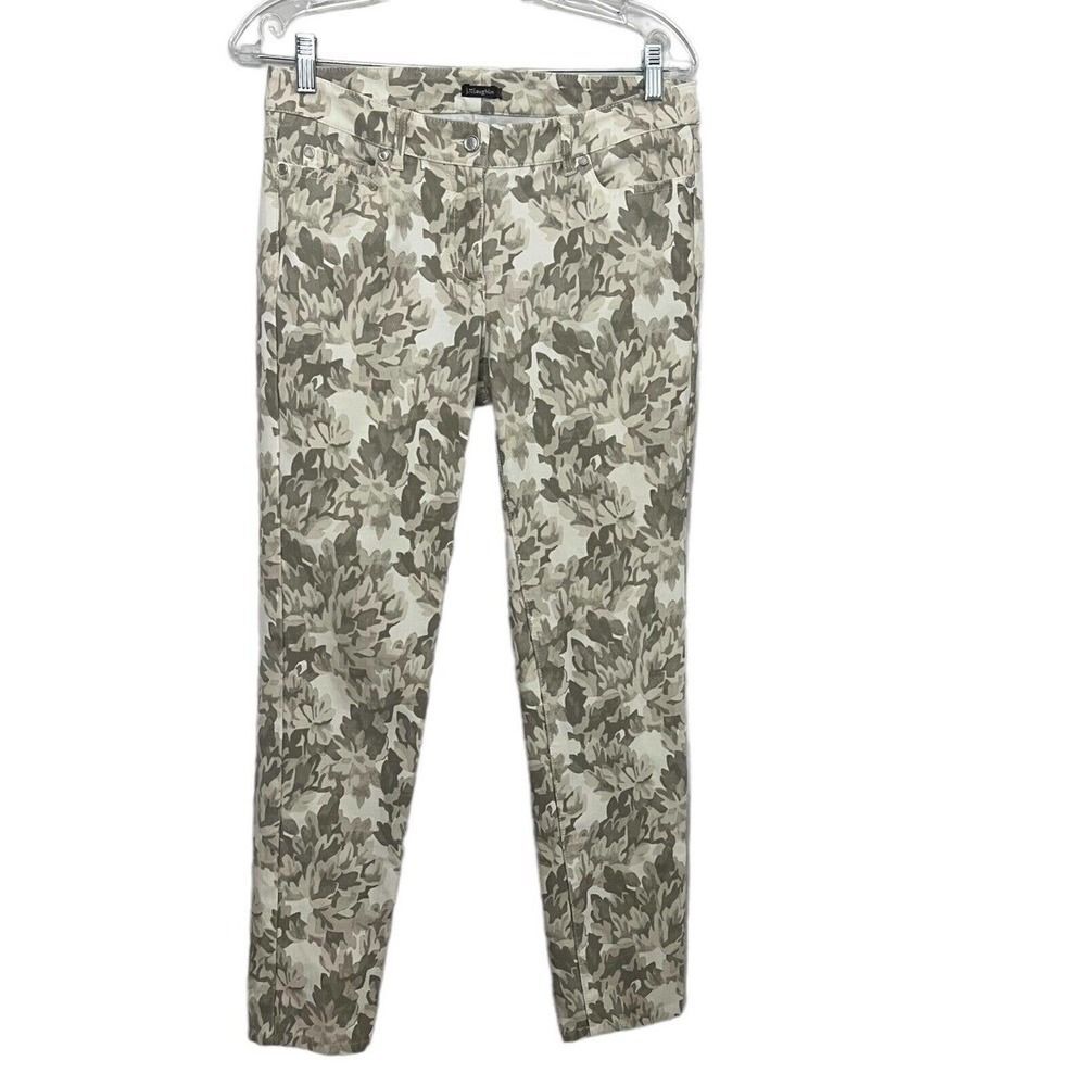 J. McLaughlin Floral Print Jean Mid Rise Stretch Slim Straight US 6 Preppy